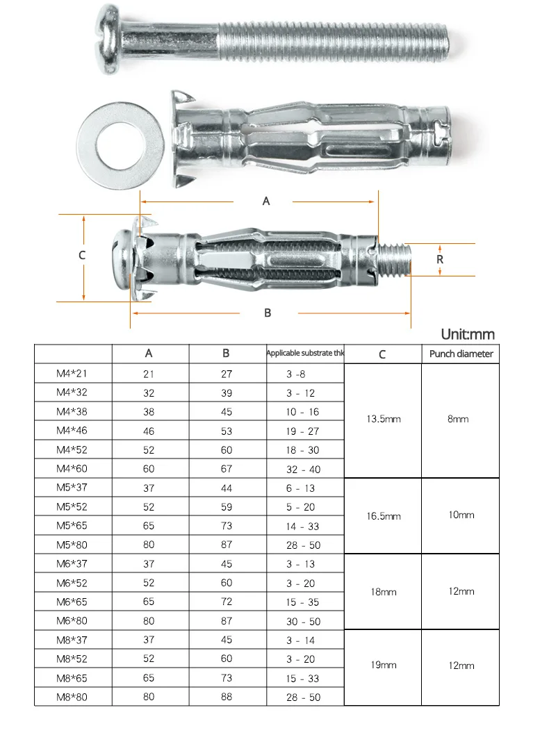 M4 M5 M6 M8 Gypsum Board Drywall Anchor Plasterboard Wall Ceiling Expansion Bolt Aircraft Tube Pipe Fix Hollow Plugs Metal Screw drywall anchor kit drywall anchor hollow wall anchor set expansion bolt set expansion plugs