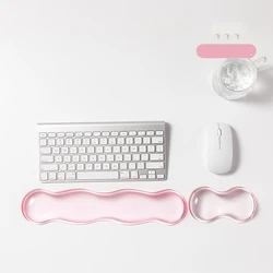 Ergonomic Silicone Wrist Rest and Mouse Pad Set - Comfort and Support for Typing and Navigation (2 in 1 set pink)