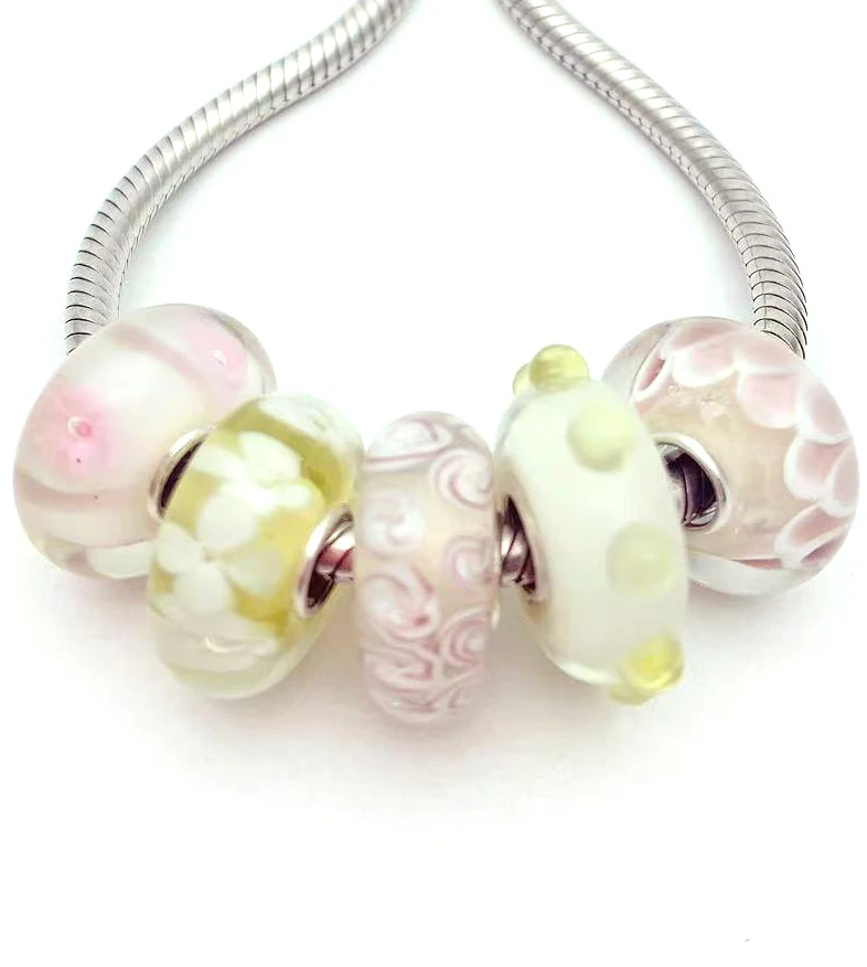 

YG177 5X 100% Authenticity S925 Sterling Silver Beads Murano Glassbeads NEW Fit European Charms Bracelet Diy Jewelry Lampwork