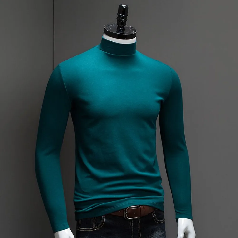 Nuovo Abbigliamento Coreano Streetwear Dolcevita Da Uomo Manica Lunga Base Layer Shirt Modale Autunno Undertale Oversize Base Layer Top Tees