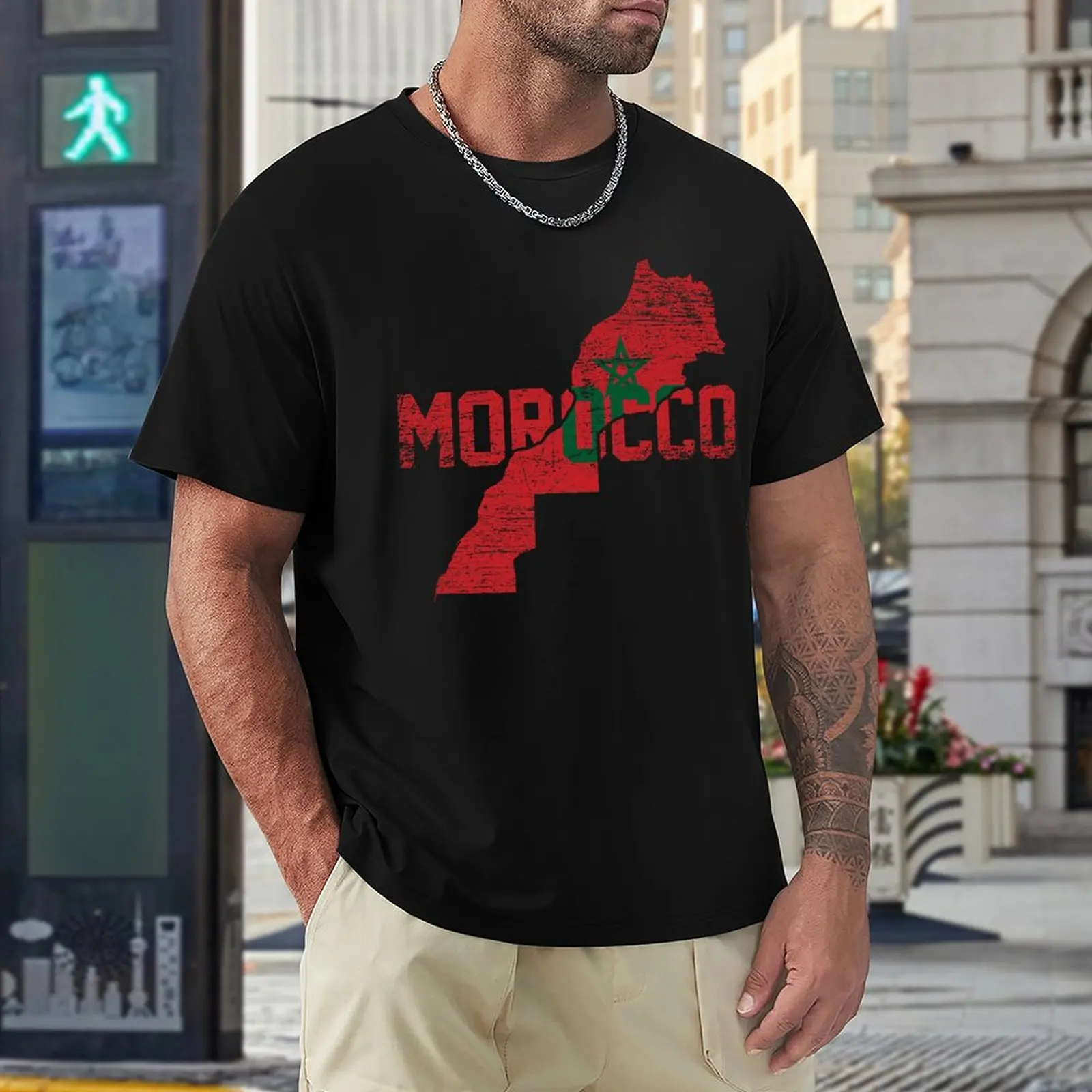 

Hot Sale Morocco Flag Map_42672291 T-shirts High Quality Travel USA Size