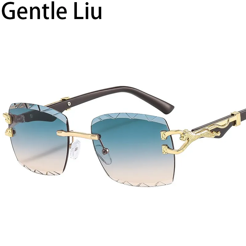 

Rimless Square Sunglasses Men Women 2023 New Arrival Vintage Frameless Sun Glasses For Male Anti Blue Light Eyewear Shades UV400