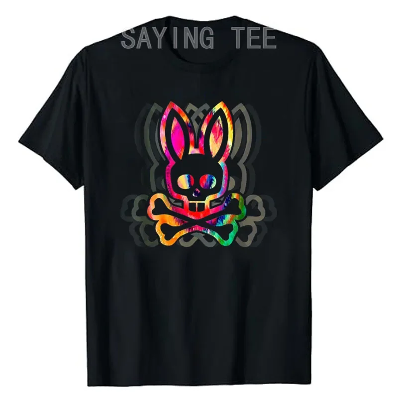 

SAYING TEE Colorful Skull Bunny-A Bunny Tie Dye Skull and Crossbones T-Shirt Halloween Costume Gifts Rabbit Short Sleeve Outfits