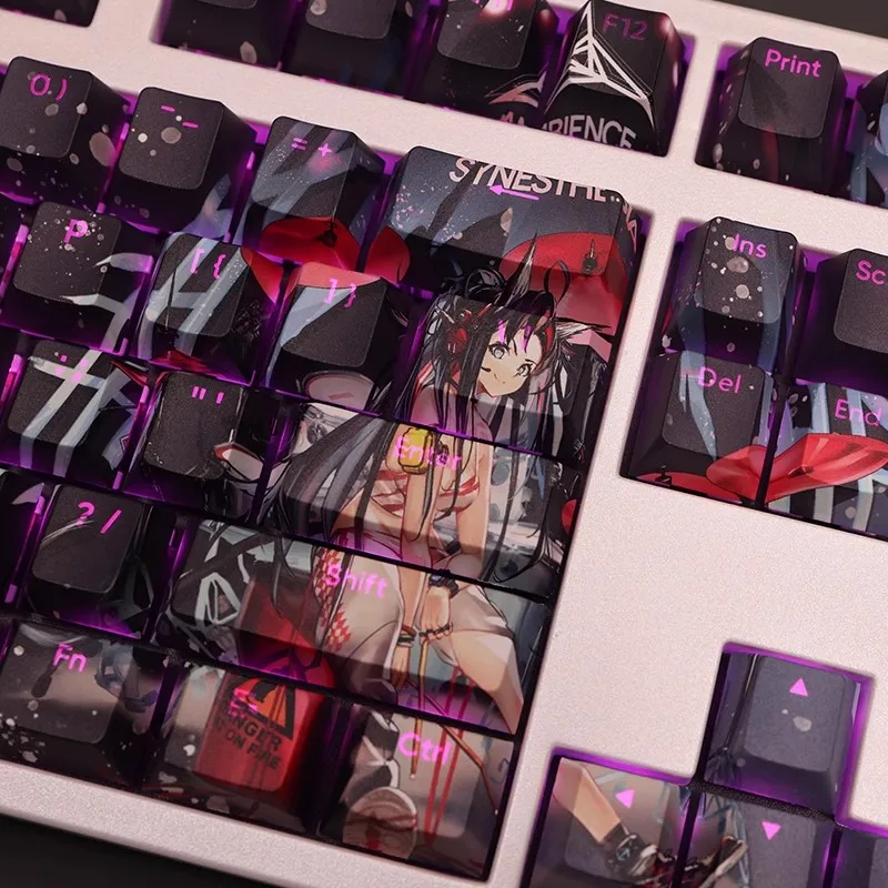Arknights Chama Pbt Backlit Keycaps Anime Cartoon Gaming Key Caps para Ansi 61 87 104 108 Teclados mx Switch - Imagem 5