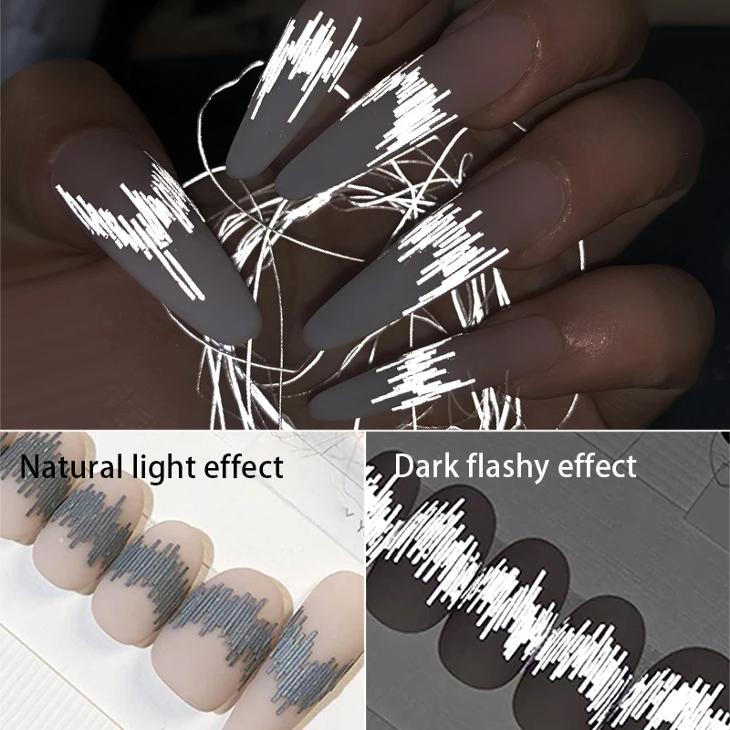 

High Gloss Reflective Silk Nail Art Decorations Dark Environment Flash Effect Nail Art Charm DIY Nail Manicure Accessories