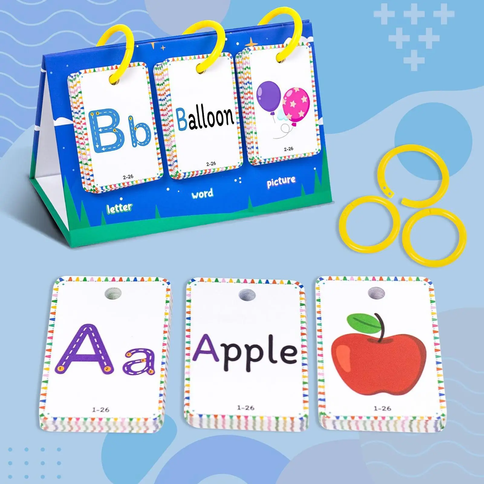 Vocabulary Flash Cards Educational Colorful & Fun Learning Cards Portable Game Toy for Aged 3-8 Girl Travel Preschoolers Boy