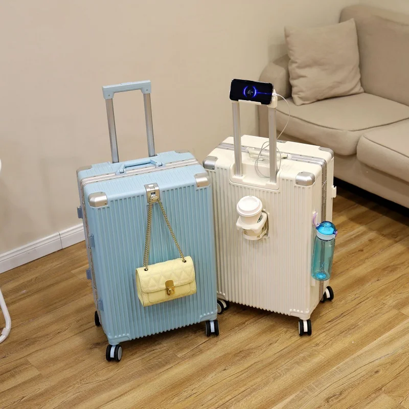 The Latest Multifunctional Luggage With Large Capacity Pull Rod Luggage Student Wheeled Suitcase Aluminum Frame Travel Suitcase