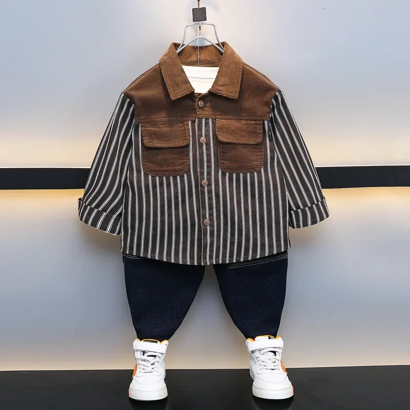 Boys' Casual Shirt Spring Autumn Fashionable Baby Clothes Children's Top Trendy Clothing AE Stock Hot Sale Of The Seas