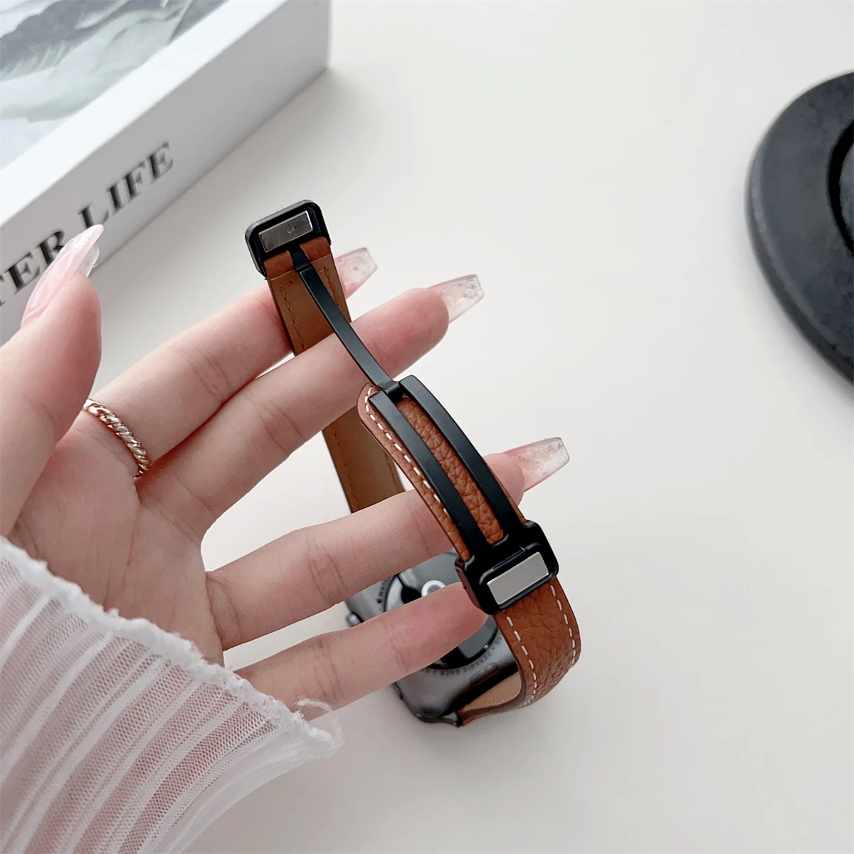 Cinturino orologio in pelle pu alla moda per tutte le serie smartwatch_voghion.com