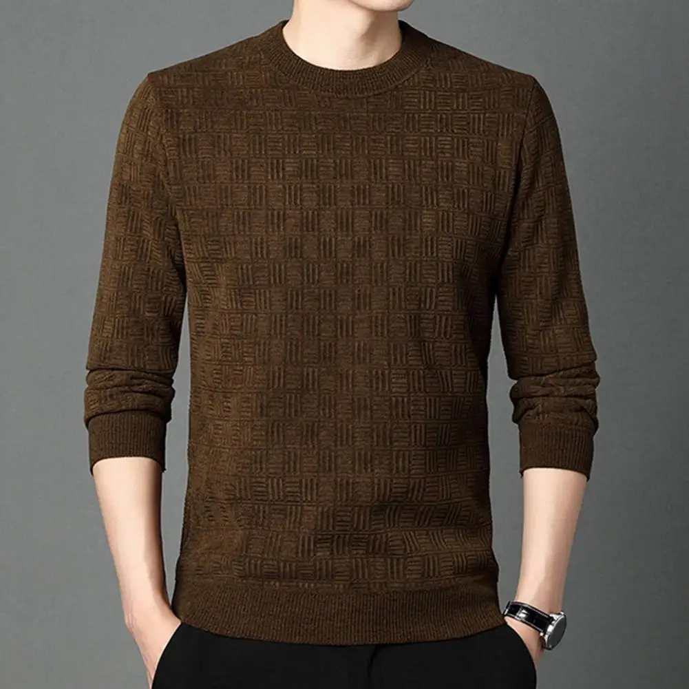 

Soft Plush Fleece Sweater Cozy Men's Knit Sweaters Thick Warm Stylish Pullovers with Soft Plush Applique for Fall Winter Casual