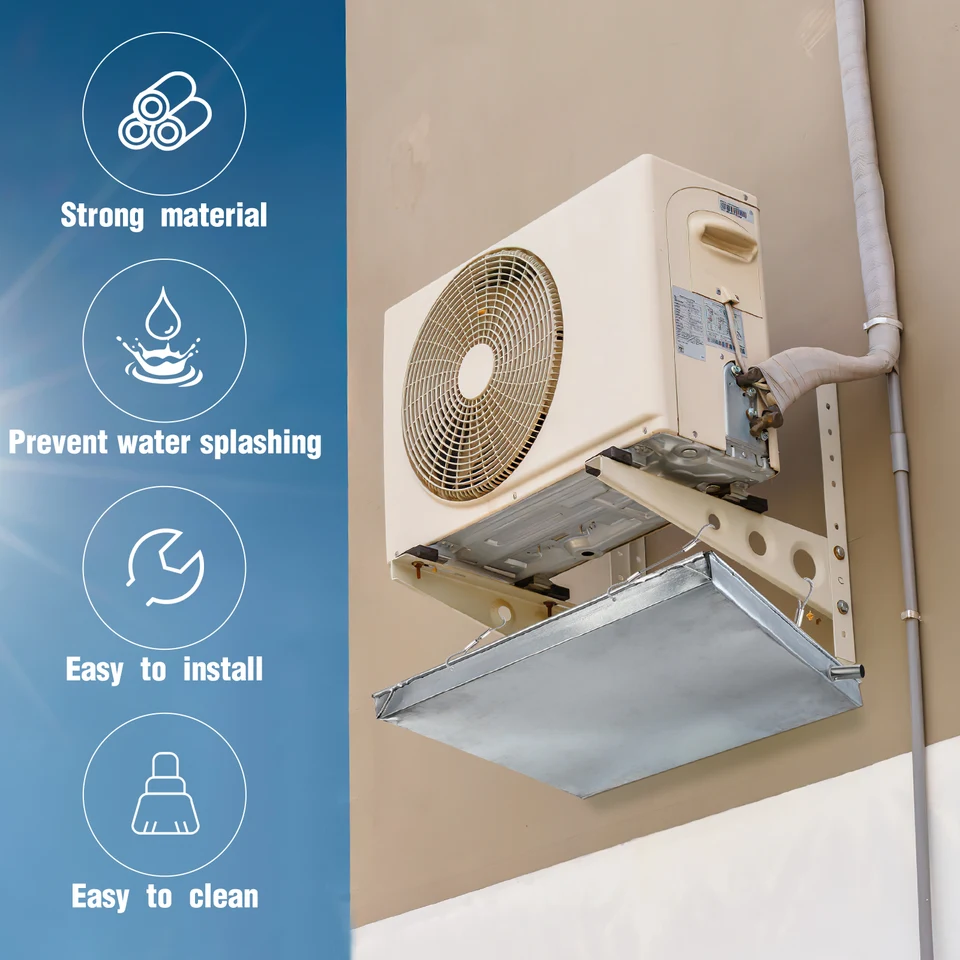 Large Plastic Air Conditioner Drip Pan With Drain Kit - 36x18in Water Tray For