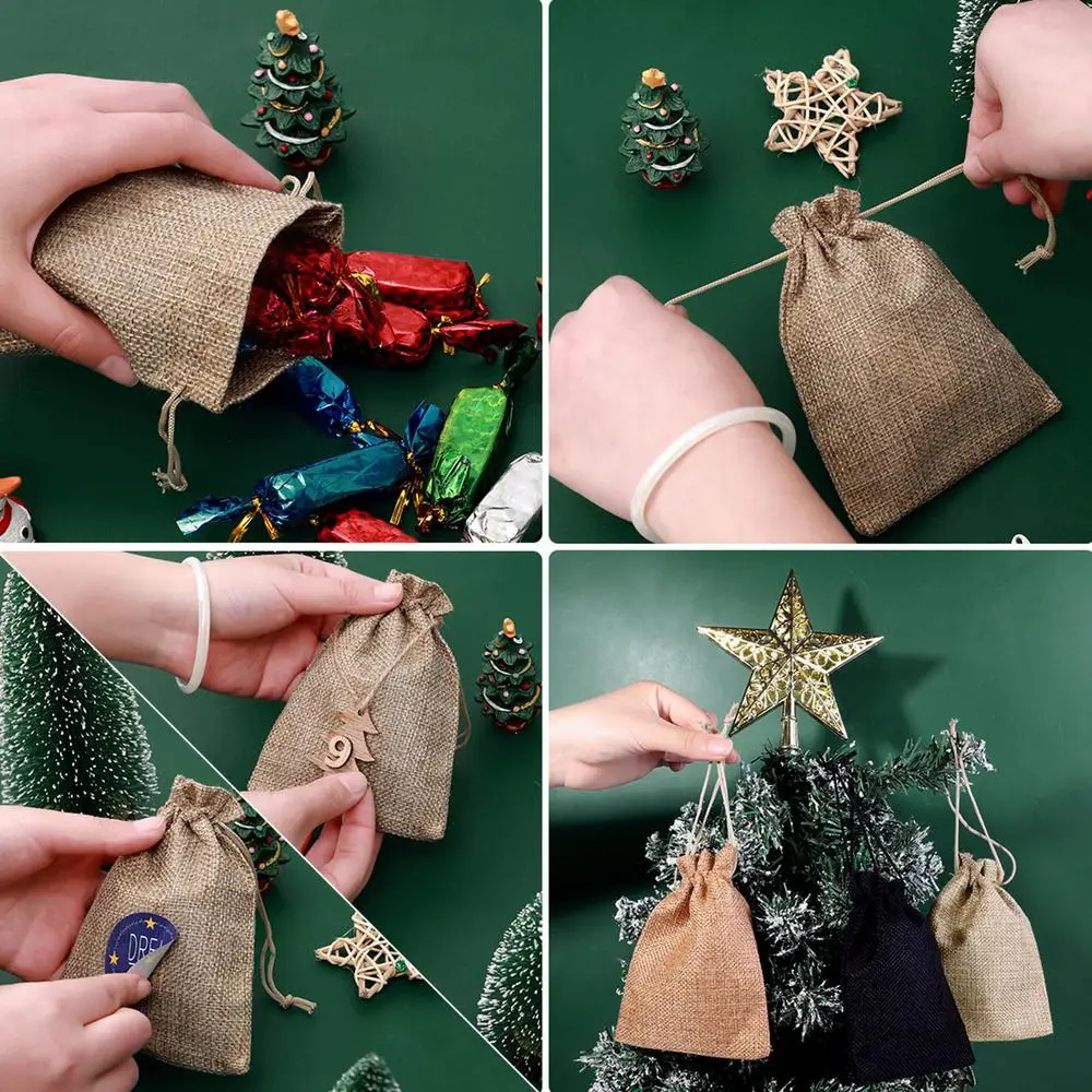 Description Picture 6 of itemChristmas Advent Bags 24 Days Countdown Calendar Burlap Bags Hanging Candy Gift Bags With Drawstring For Kids And Adults