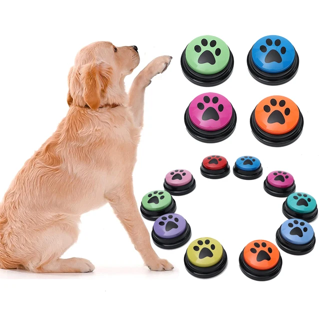 4/8/10pcs Dog Squeak Toys With Cute Claw Print Button Recordable Pet Communication Dog Toys Dog Talking Button Dog Accessories 2