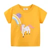 Jumping Meters 2-7T Unicorn Girls T Shirts Summer Children's Clothing Striped Short Sleeve Kids Tees Tops Baby Clothes Shirt 3