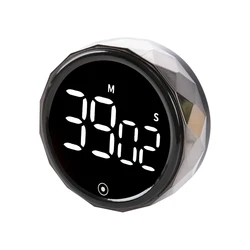 LED Digital Mute Timer with Magnetic Suction for Kitchen & Beauty Countdown (Black)