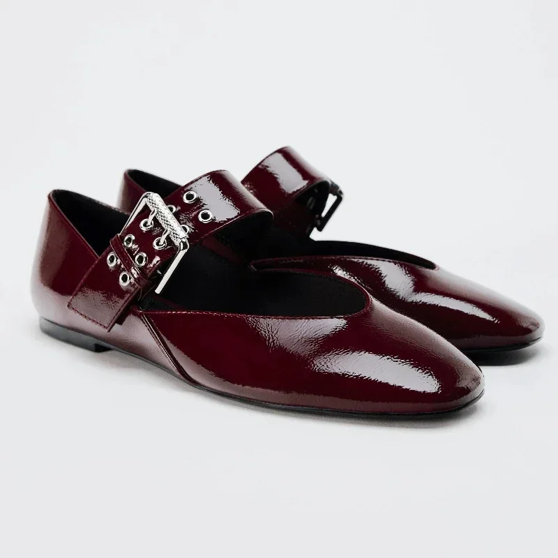 جديد إمرأة الفم طباعة فستان الباليه أحذية مسطحة ال...