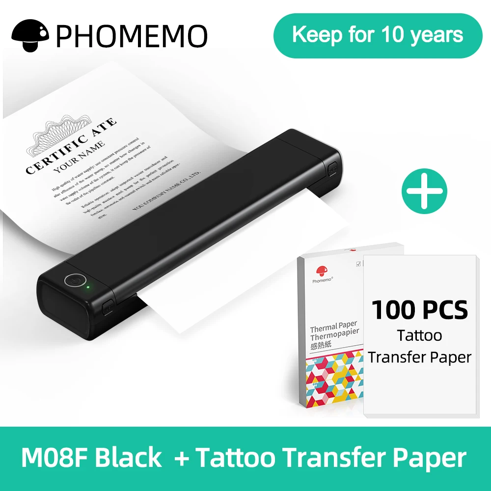 Phomemo 1 Pcs Imprimante Portable A4 Sans Fil M08f Pour Voyage