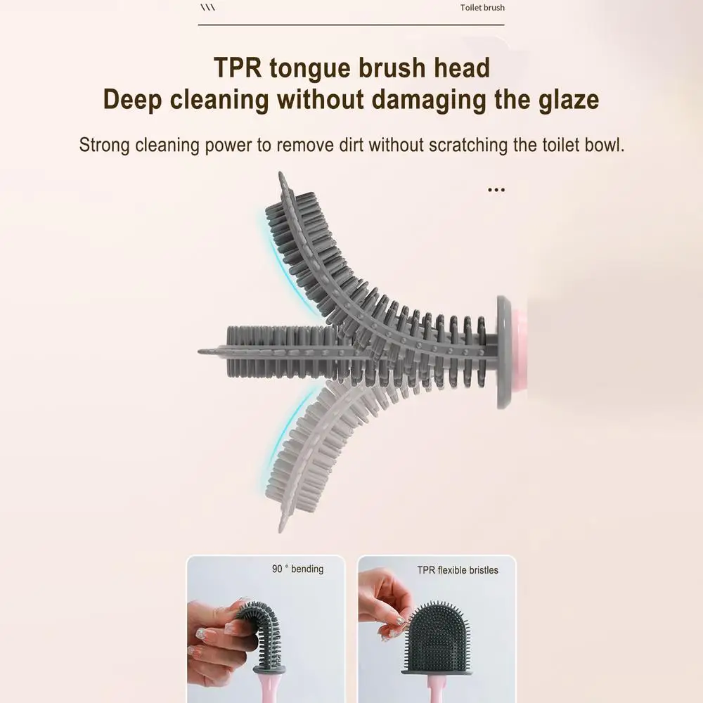 Description Picture 6 of itemCartoon Toilet Brush Cute Flat Head Flexible Soft Bristles Brush Bathroom Storage Toilet Brush Head Household Accessories