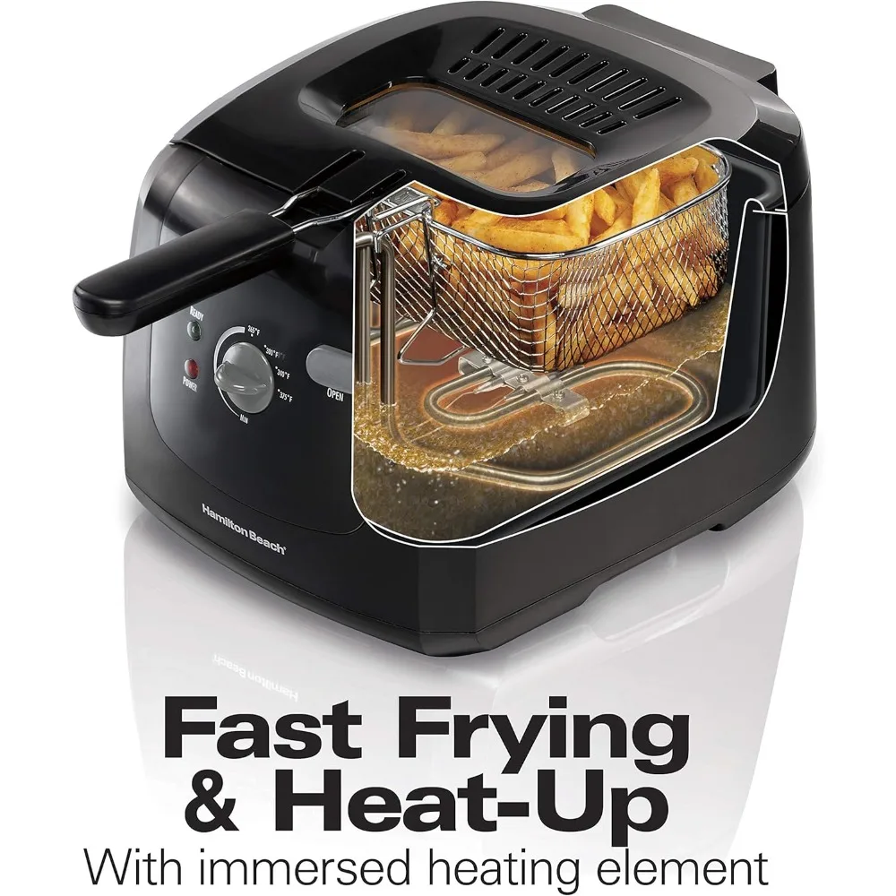Electric Deep Fryer, Cool Touch Sides Easy to Clean Nonstick Basket, 8 Cups / 2 Liters Oil Capacity, Black,Cool-touch sides 3