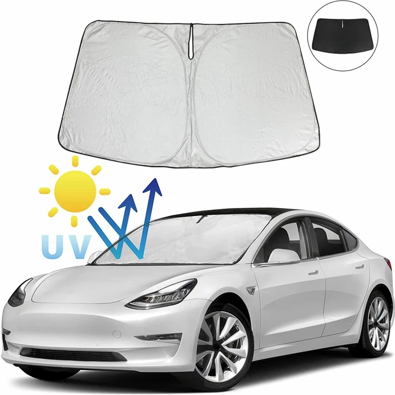 

Солнцезащитные блоки на лобовое стекло автомобиля, защита от УФ-лучей, солнцезащитный козырек, складной солнцезащитный козырек для Tesla модели 3 2017-2022