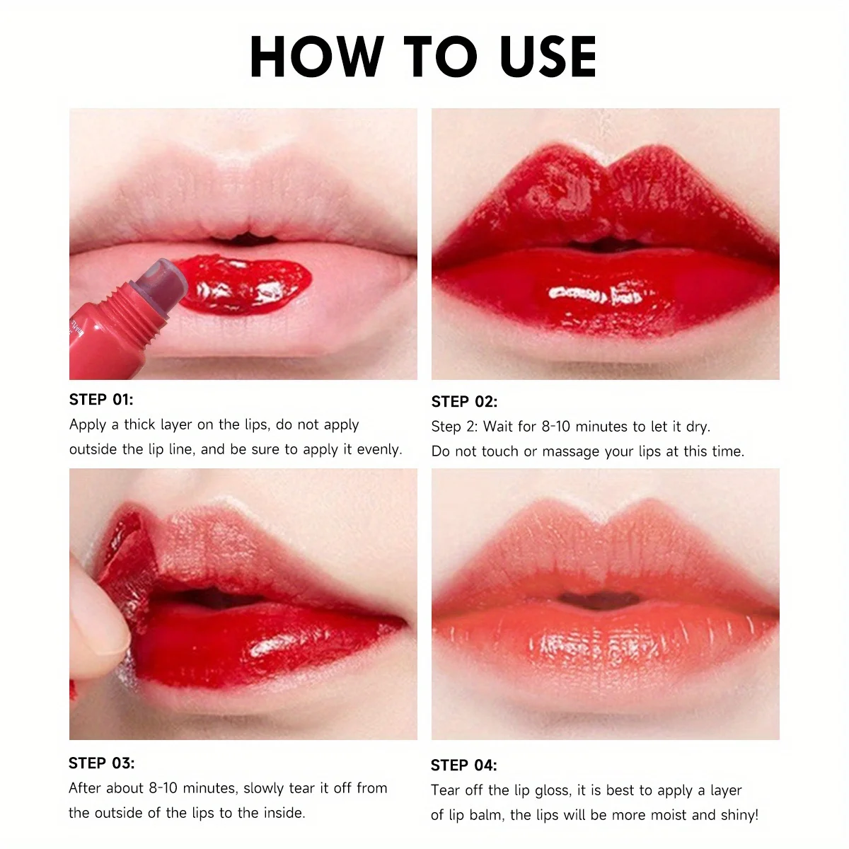Peel-off Lip Glaze Waterproof Long Lasting Non-stick Cups Matte Red Tear-off Liquid Tattoo Lipsticks Lip Stain Cosmetic 3