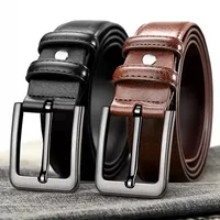 Ceinture pour hommes en cuir véritable de haute qualité avec boucle, ceinture décontractée et d'affaires, design masculin, nouveauté à la mode 2 3