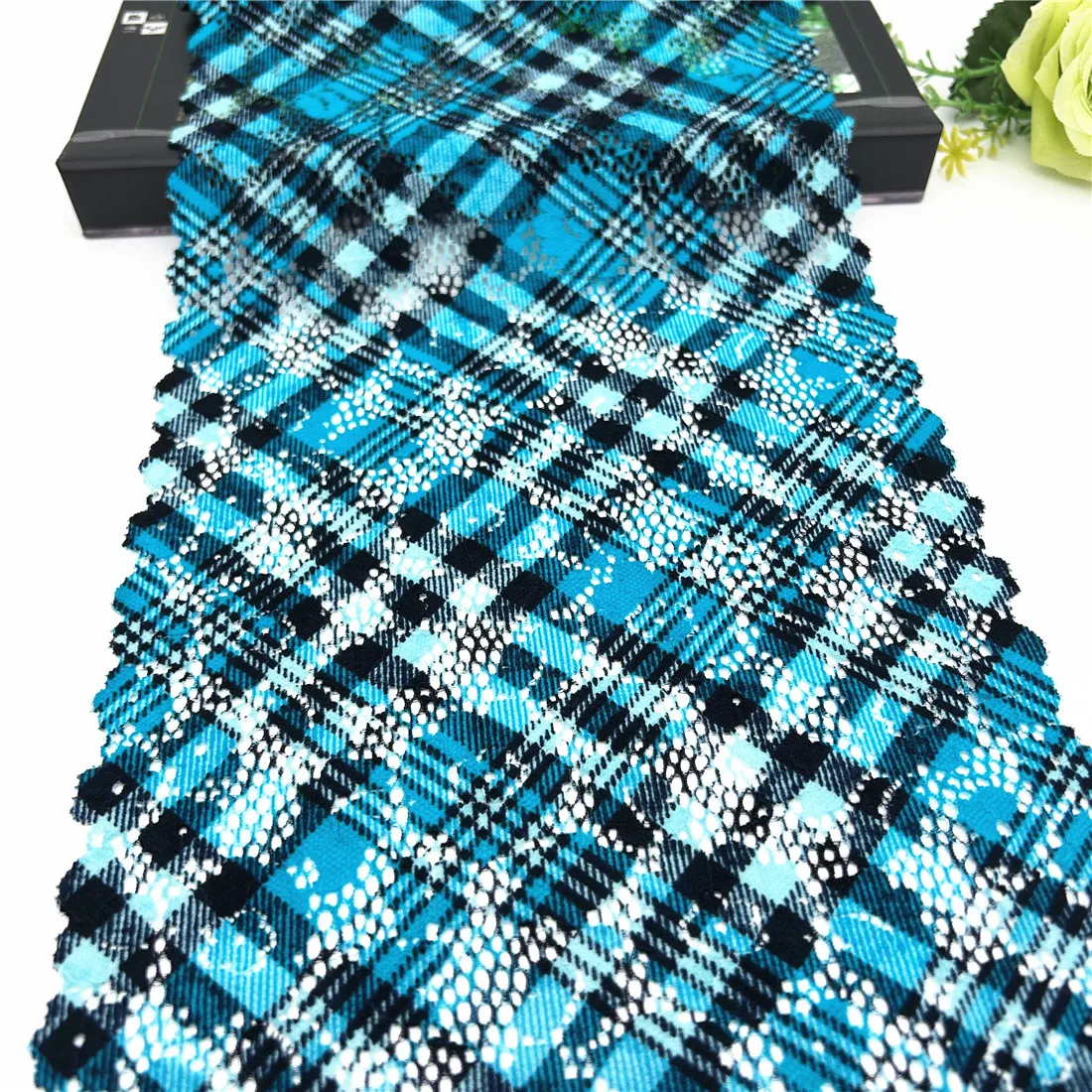 3y/lot Width 7 5/8 inch(19.50cm) 2-Tone Blue Elastic Stretch Lace Trim For Sewing Craft DIY Apparel Fabric Lace Garment Material 5