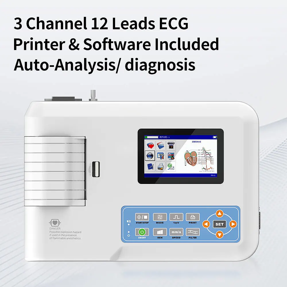 

CONTEC ECG300G Digital 3 Channel 12 Leads ECG/EKG Machine Human or Veterinary Use Electrocardiograph