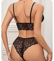 Ensemble soutien-gorge et culotte en dentelle pour femme, bralette sans fil, culotte taille basse, slip en dentelle transparente, sous-vêtements confortables, ensemble de lingerie sexy S-L 4