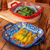 1 piece of 9-inch Bohemian style salad plate with double ear ceramic pasta dish, can be used for oven, microwave 2