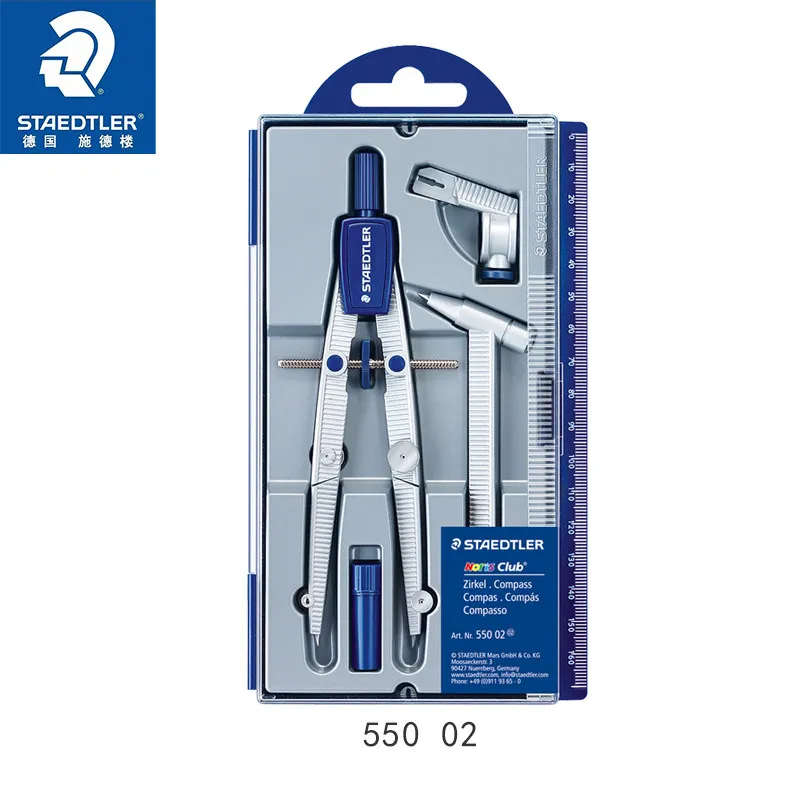 STAEDTLER 550 01/02 교체 가능한 심과 바늘이 있는 정밀 금속 나침반, 정확한 그리기를 위한 조절 가능한 휠