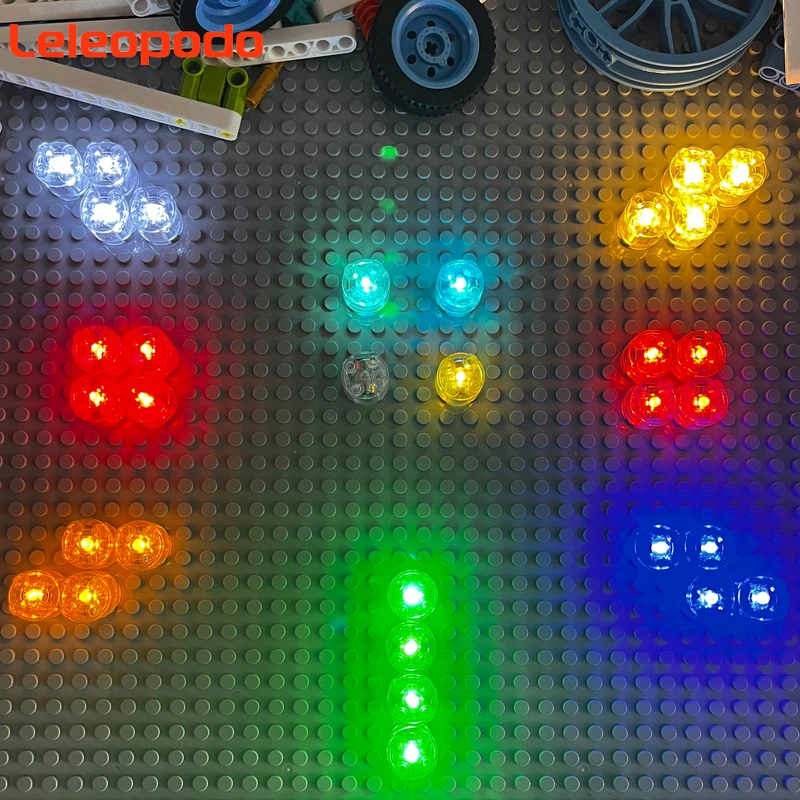 15/25/35PCS MOC 8 색 2x2 도트 LED 빛 배터리 액세서리 클래식 벽돌 교육 발광 빌딩 블록 어린이