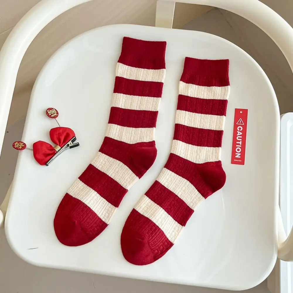 

Cotton New Year Red Socks Kawaii Thicken Female Hosiery Middle Tube Socks Sleeping Socks Floor Socks Good Luck Socks For Women