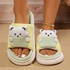 Cute Cartoon Bear Home Slippers Women 2024 Winter Comfort Soft Sole Linen Slippers Woman Non Slip Flat Heels House Shoes Slides 3