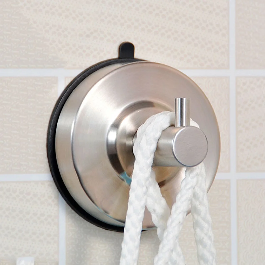 

Stainless Steel Removable Wall-mounted Suction Hooks Vacuum Suction Cup Brushed Shower Hook Wall Hanger for Kitchen Bathroom