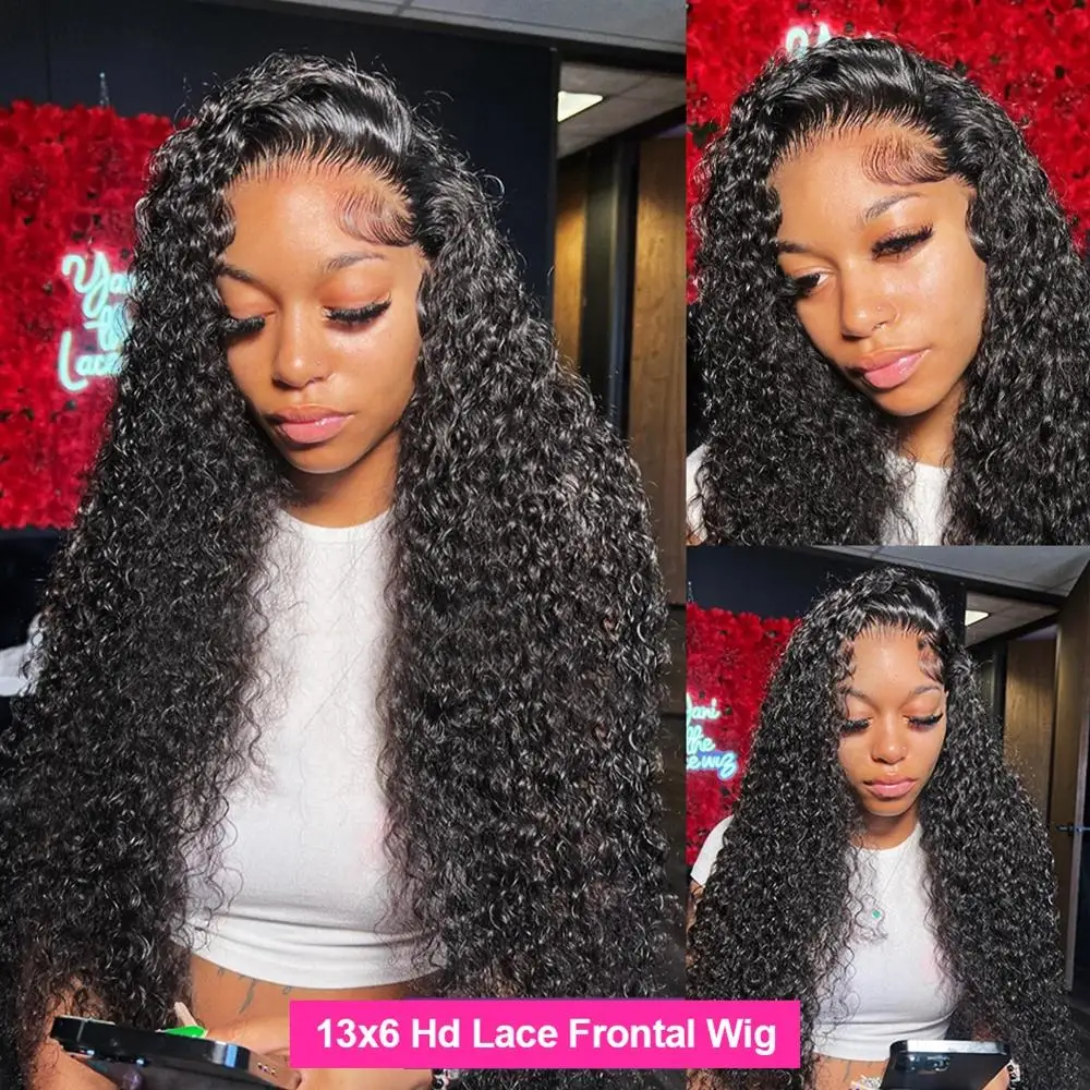 13x6 Deep Wave Frontal Wig HD Transparent Lace Front Human Hair Wigs For Black Women Pre Plucked Peruvian 5x5 Closure Wig
