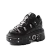 Fashion Women Punk Platform Shoes for Woman's Lace-Up Round Toe Metal Decoration Thin Heels Sneakers Gothic Party Nightclub Shoe 1