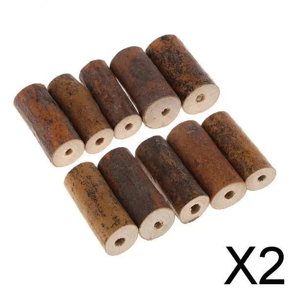 

2x10 Pieces Natural Wood Log Slices Tubes Beads Crafts DIY Rustic Decorations