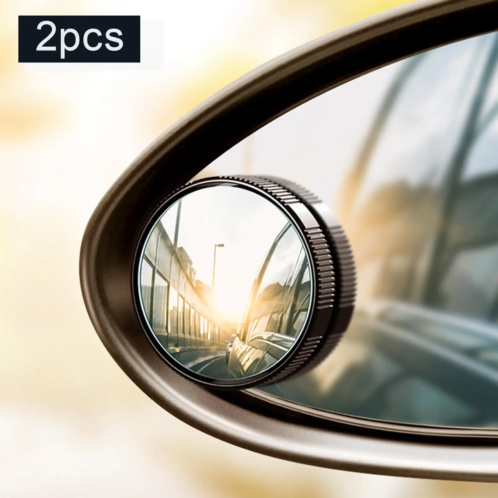 2x Round Blind Spot Mirrors 360° Wide Angle ABS Housing Adjustable Glass