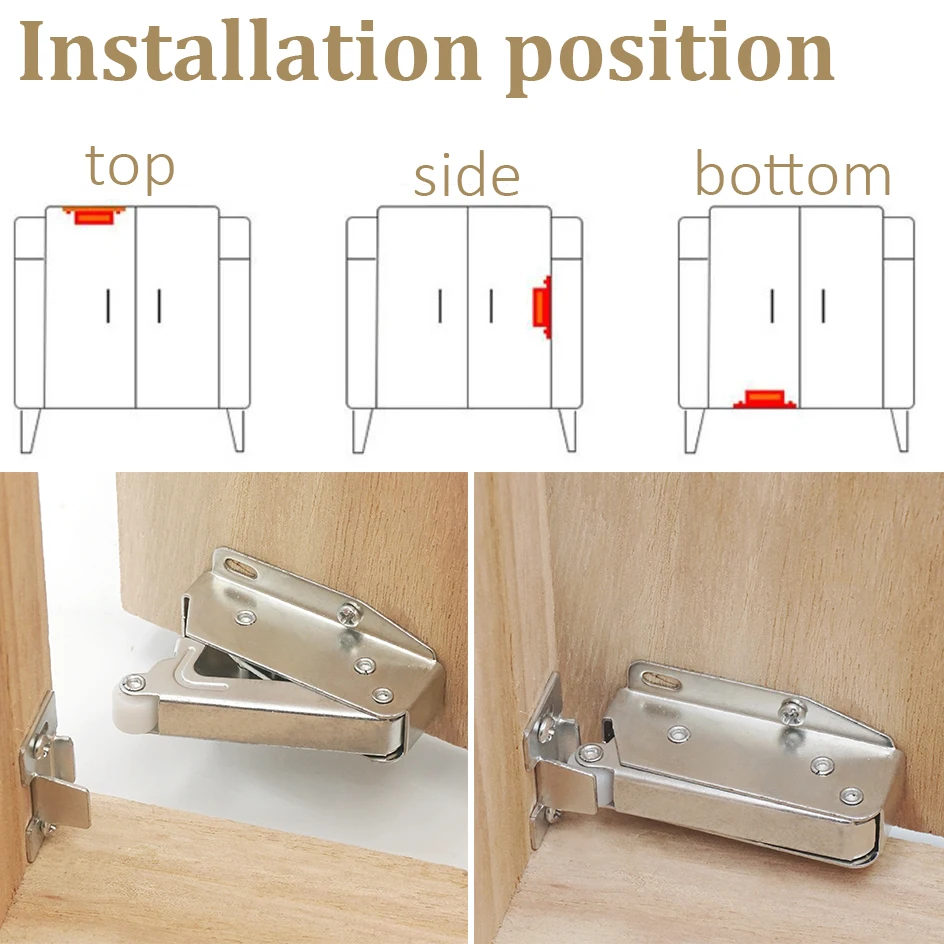 Description Picture 5 of item10/5/2 Sets Touch Latch Push To Open Auto Spring Door Catch For Furniture Cupboard Cabinet