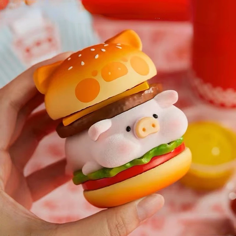 

Lulu's The Burger Piggy Hamburger Action Figures Fat Pig Sandwich Kawaii Food Miniatures Pork Steak Burgers Plus Ornament
