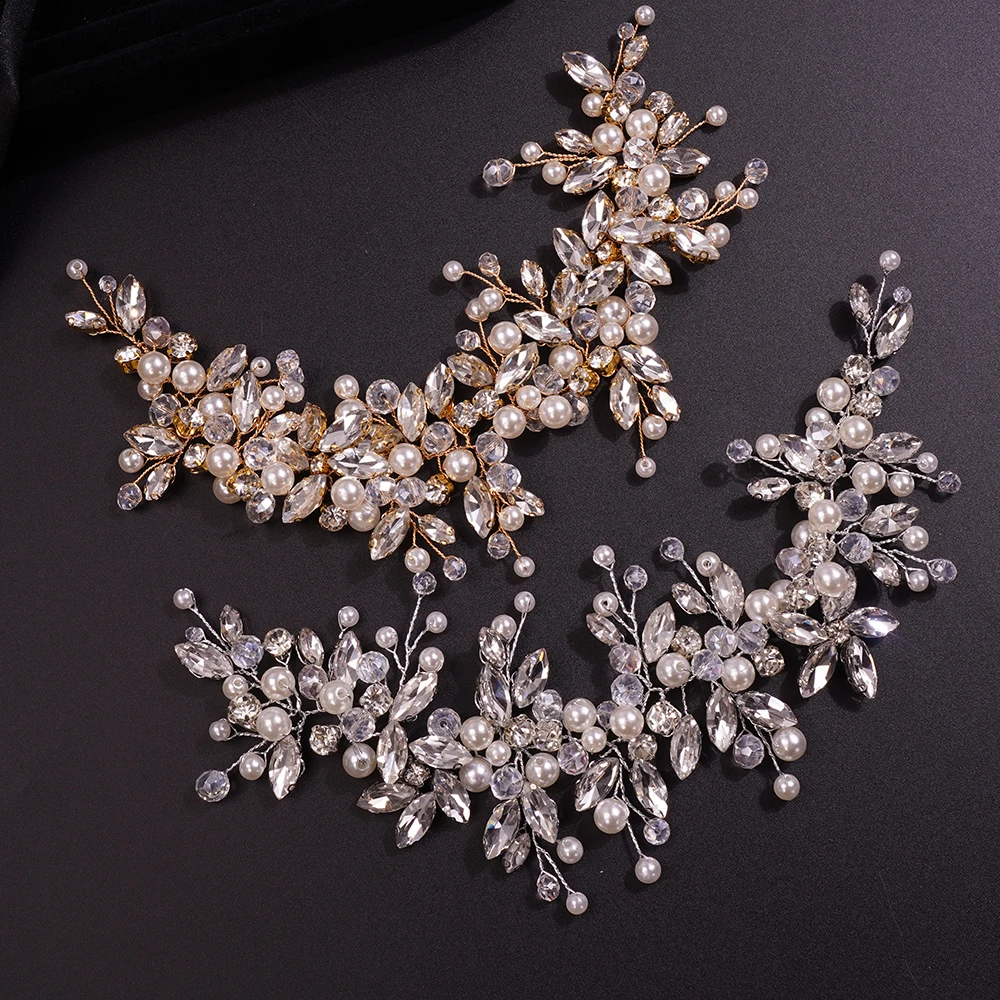 Bridal Rhinestones Headband Crystal Tiara for Women Pearl Wedding Headpieces for Bride Prom Birthday Party Hair Accessories hair accessories bridal hair accessories