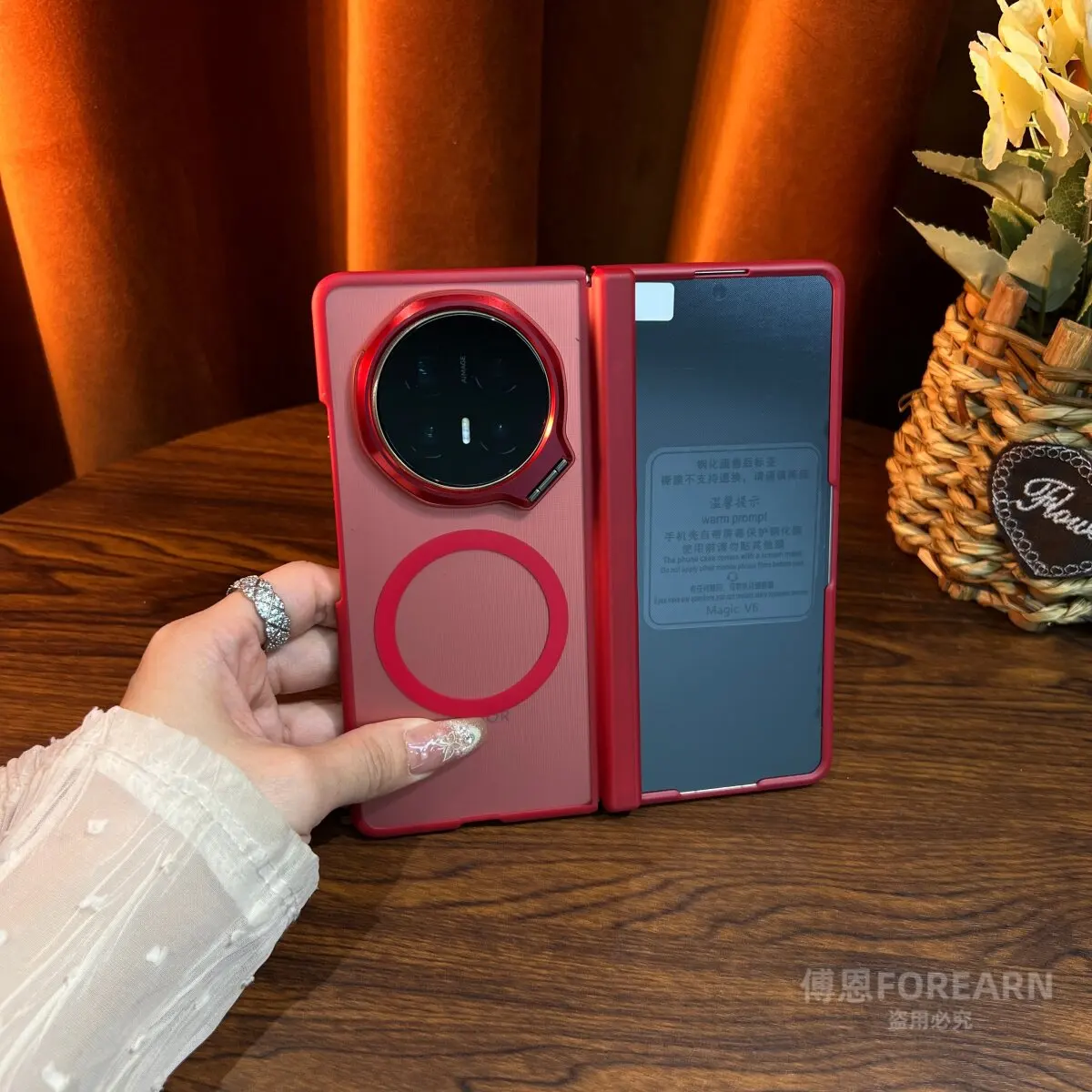 Enhanced Magnetic Matte Transparent Case with Camera Stand and Tempered Glass Protector