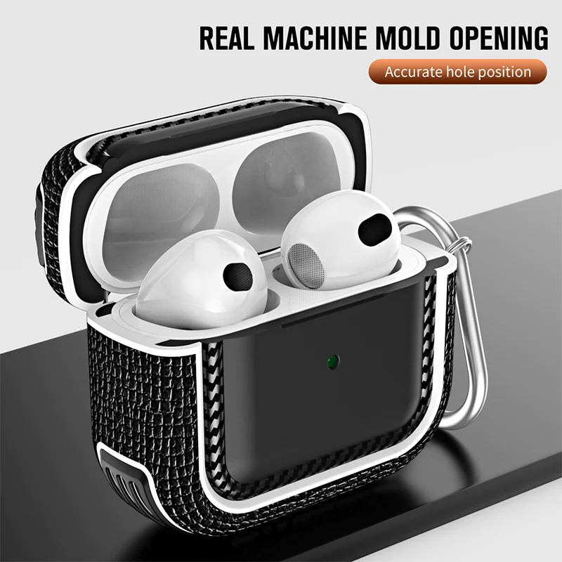 

For Airpods Pro 2 Case Leather With Hook Business Wireless Headphone Cover For Apple Airpods 3 Pro 2nd 3rd Generation TPU Shell