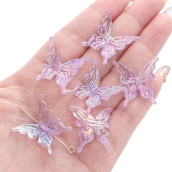 20Pcs Iridescent Butterfly Beads for Jewelry Making and Crafts (PURPLE)