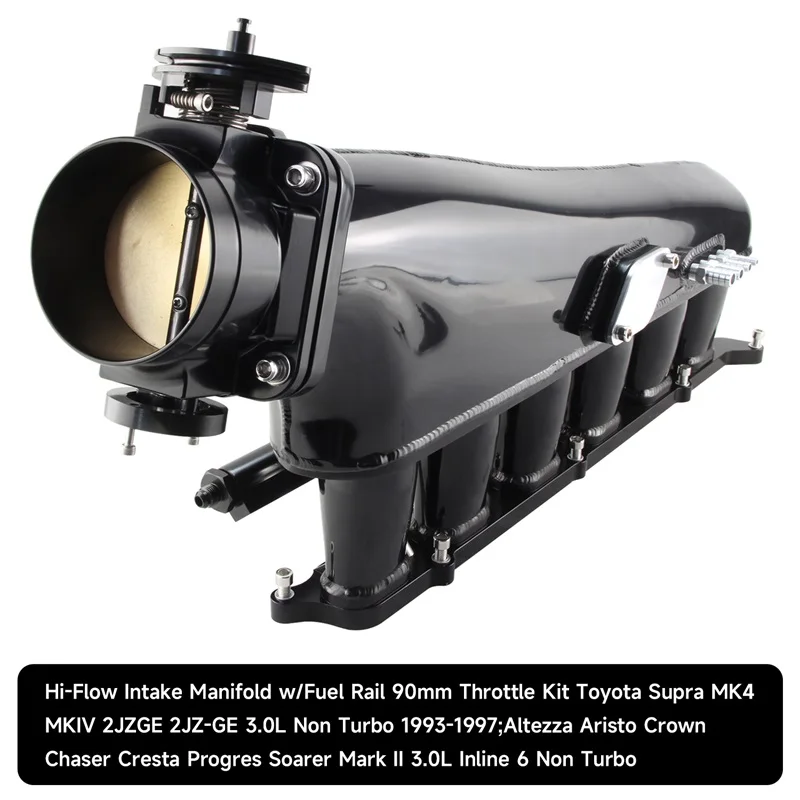90mm Throttle Kit High-Flow Intake Manifold w/Fuel Rail For Toyota