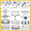 New 925 Sterling Silver Rings Blue Zircon Star Ring Original 925 Flower Ring DIY Women Jewelry Gift 1