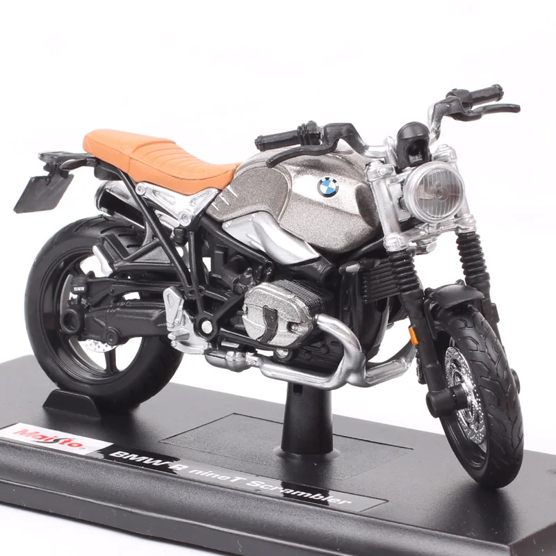 1:18 Scale Maisto R NineT Scrambler Motorrad Retro Roadster Motorcycle Rider Diecasts & Toy Vehicles Bike Model Silver Replicas 1 18 scale small maisto motard supermoto 690 smc r motocross rider dirt bike diecasts