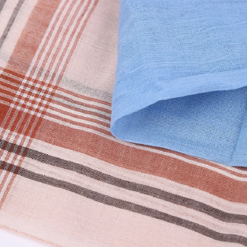 Lot De 3 Mouchoirs En Coton Pour Hommes - 43x43 Cm, Motif à Rayures Et Carreaux - Hrippy - 3