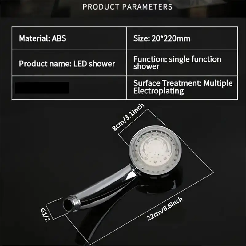 LED Luminous Shower Head Colorful Self-coloring Shower Head Water Conservancy Power Generation Shower Head Bathroom Accessories 6